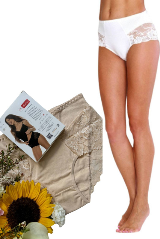 Bawełniane figi z koronkowymi bokami De Lafense 530 Iness