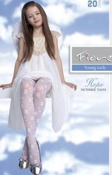 Białe rajstopy dziecięce Fiore HOPE  w koniczynki