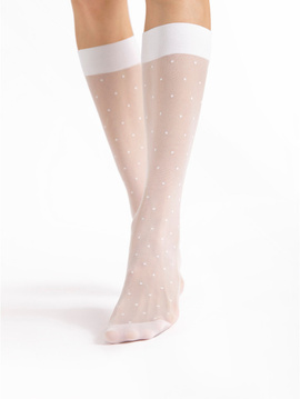 Ozdobne podkolanówki  z efektem masażu Fiore DOTS MASSAGE jasny beż