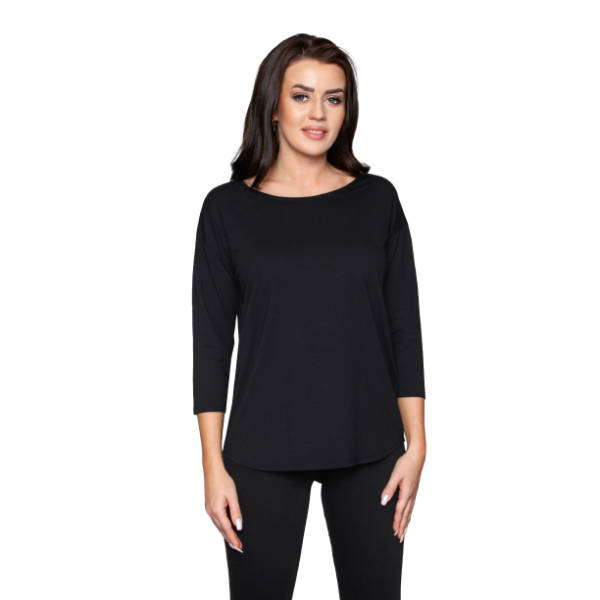 Czarna gładka bluzka damska Babell CAMILLE z rękawkiem 7/8