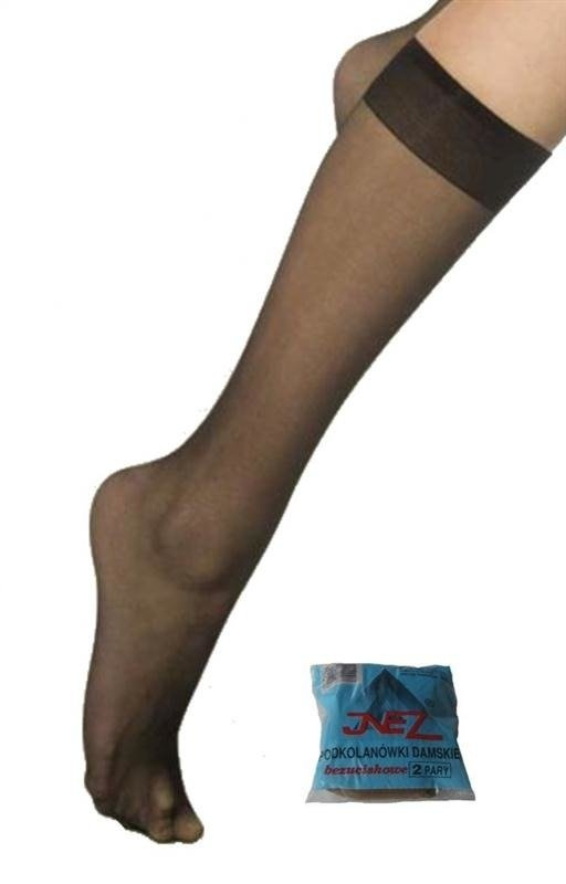 Beżowe podkolanówki damskie bezuciskowe Inez - woreczek