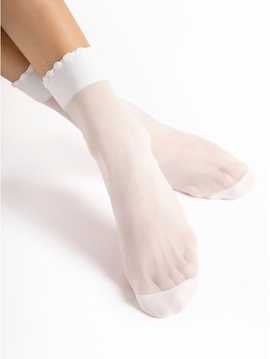 Ozdobne skarpetki  z efektem masażu Fiore PICO MASSAGE białe