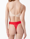 Czerwone koronkowe stringi z wysokim stanem Julimex SCARLET STRING MAXI 