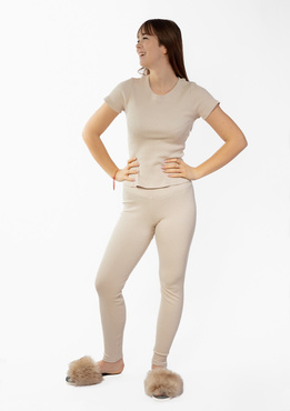 Komplet Halima - beż bawełna prążki  - Dkaren