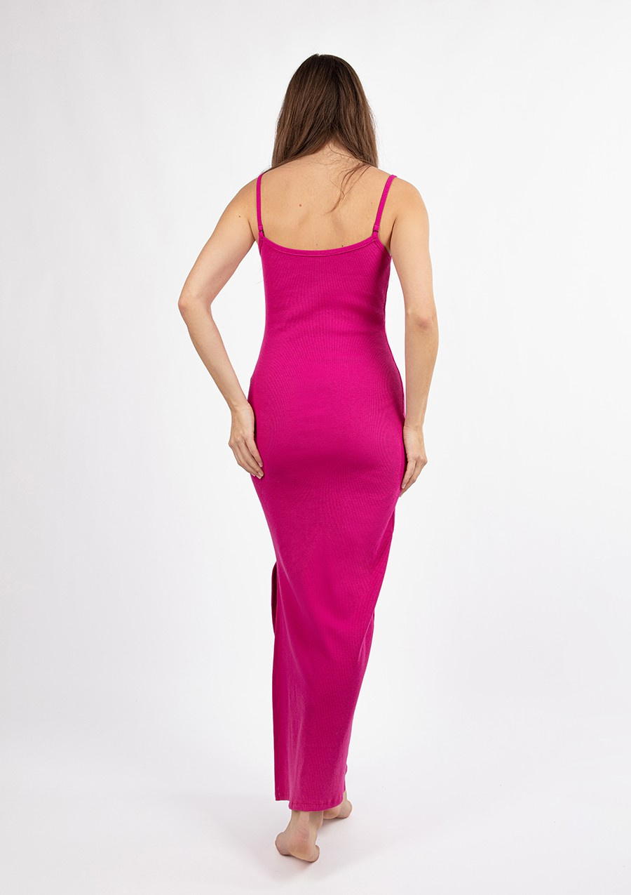 Dopasowana sukienka DK-K-P7 - czarny bawełna prążki - Dkaren