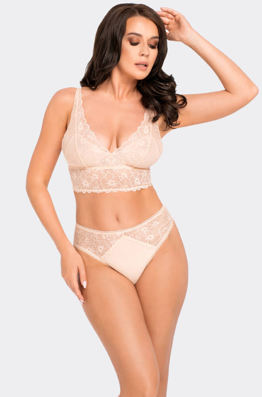 Koronkowe beżowe figi damskie Babell 191 