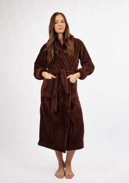 Puchaty szlafrok/ podomka ELIZA DŁUGA-szary - Dkaren