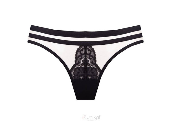 Eleganckie  stringi Unikat BEATRICE czarny beż