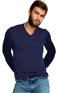 Koszulka męska z długim rękawem Mewa 6128 Karo z jedwabiu wiskozowego