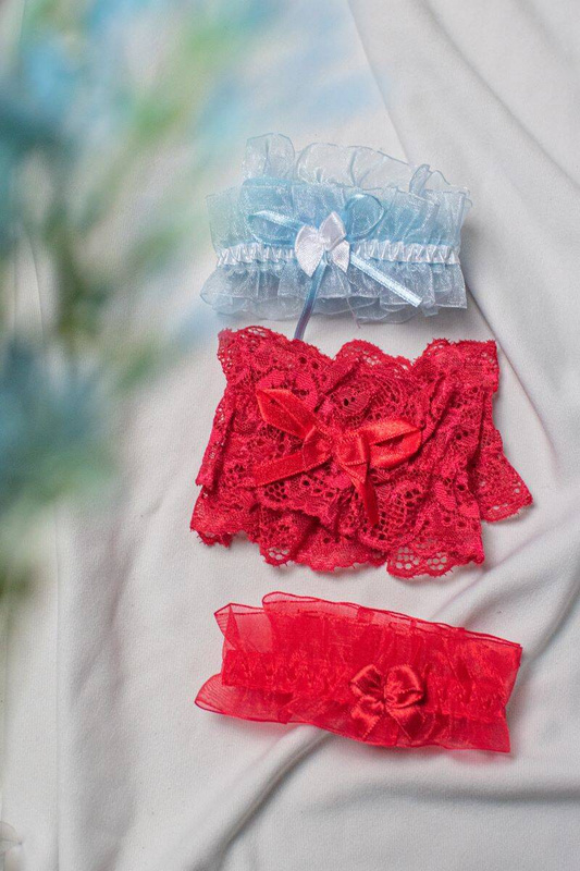 Szyfonowa czerwona podwiązka De Lafense 221