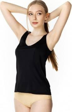 Klasyczna, gładka koszulka Mewa 4138 Karla z jedwabiu VISTEX - czarna