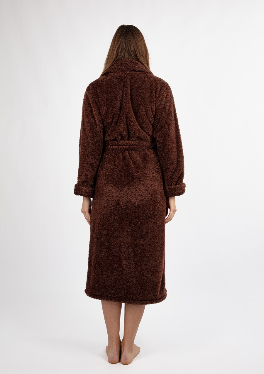 Puchaty szlafrok/ podomka ELIZA DŁUGA-szary - Dkaren