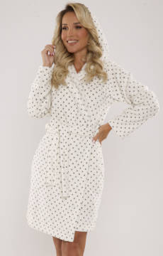 Szlafrok w urocze kropki De Lafense 546 Melanie KREMOWY