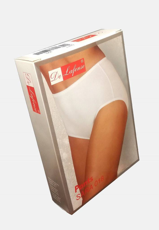 Gładkie wysokie bawełniane figi De Lafense BIAŁY 018 Sara