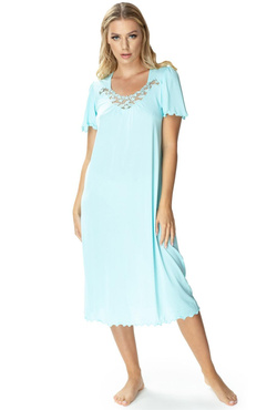 Długa koszula nocna Mewa 4112 Beatriz z jedwabiu Vistex turkusowy