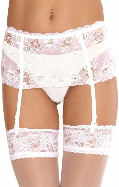 Ozdobny pas do pończoch De Lafense 945 - Babette z szeroką koronką 