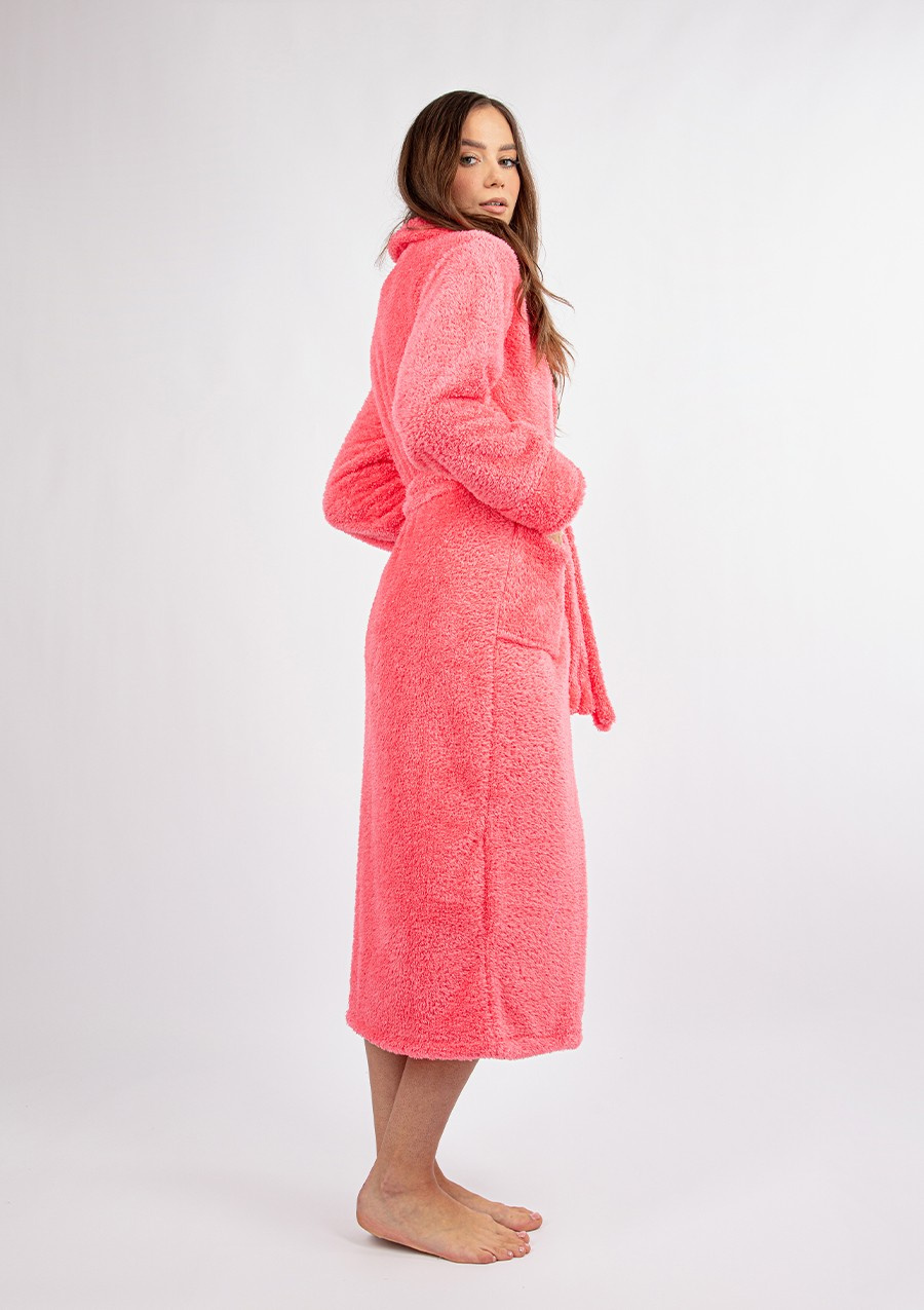 Puchaty szlafrok/ podomka ELIZA DŁUGA - puch koral - Dkaren
