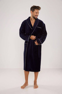Elegancki granatowy szlafrok męski frotte De Lafense Manuele 735
