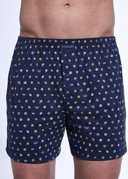 Granatowe i niebieskie luźne bokserki we wzorek Cornette Comfort