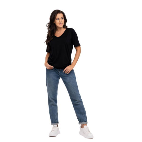 Czarna luźna koszulka damska Babell PATTY 