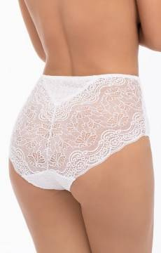 Białe wysokie figi damskie Babell 2009 z pięknym koronkowym tyłem