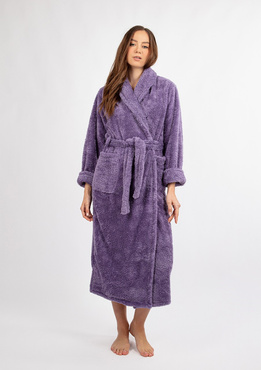 Puchaty szlafrok/ podomka ELIZA DŁUGA - puch śliwka  - Dkaren