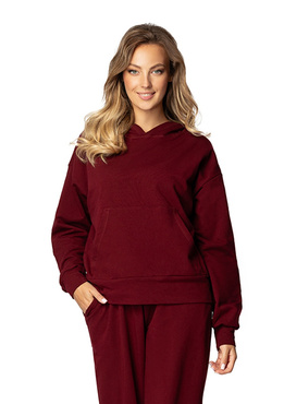 Modna bluza z kapturem DK-K-B8 - bordo bawełna - Dkaren