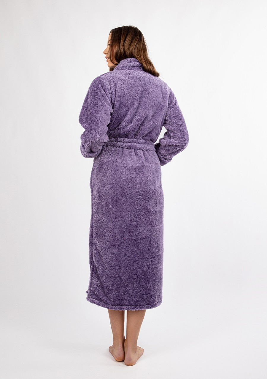 Puchaty szlafrok/ podomka ELIZA DŁUGA - puch śliwka - Dkaren