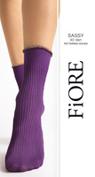 Skarpetki Fiore SASSY z ozdobną niteczką- białe