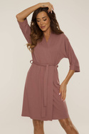 Elegancki krótki szlafrok  De Lafense Fanny 342 S-2XL w kolorze pudrowej mokki