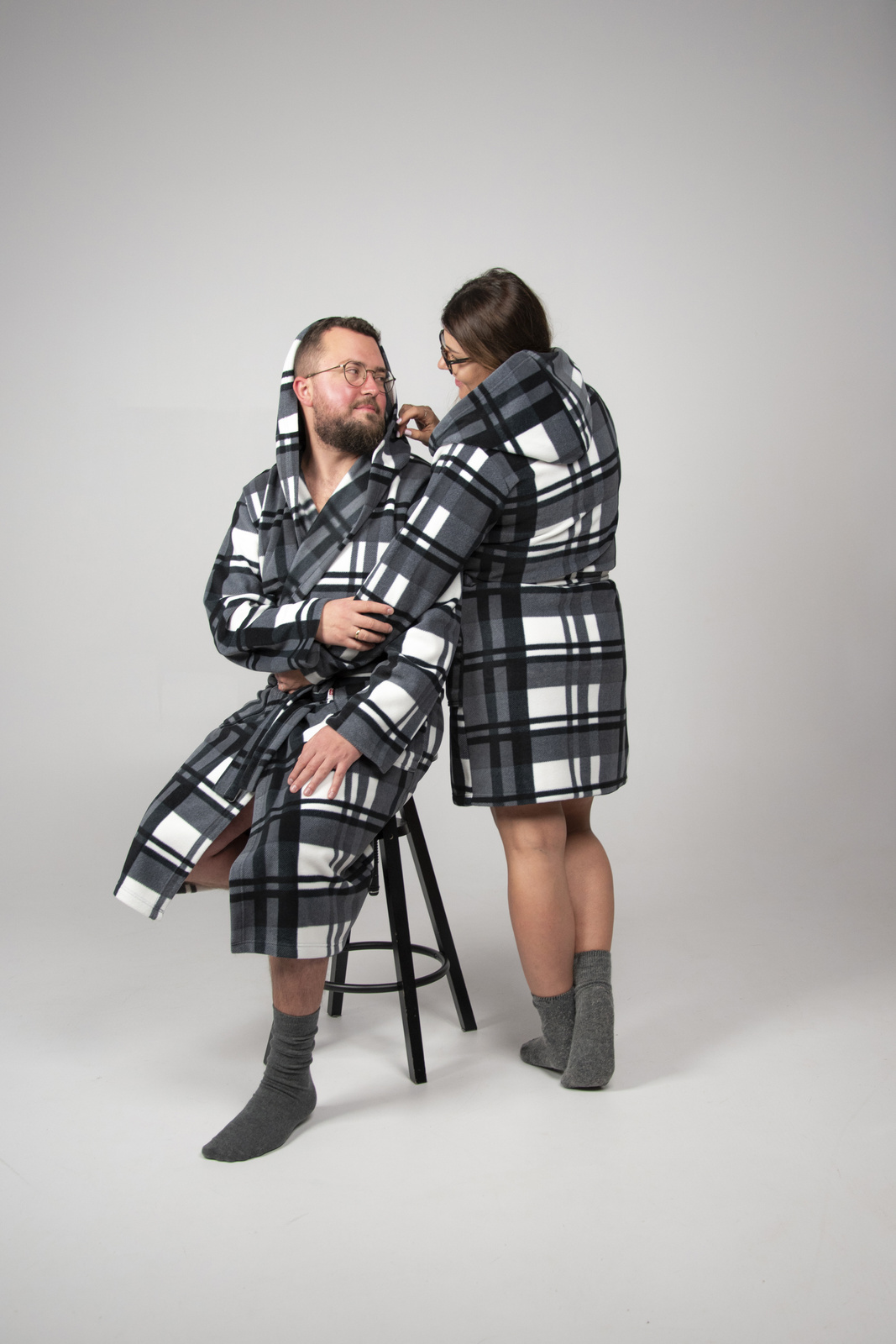 Cieplutki szlafrok męski SZARY Kocyk 034 De Lafense