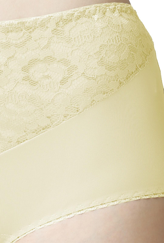Figi damskie Liza wysoki stan z koronką kol. kremowy - Mewa