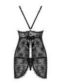 Krótka koronkowa koszulka nocna ze stringami Obsessive Behindy babydoll