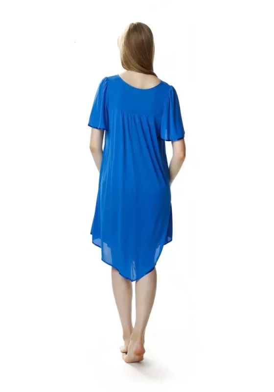 Jedwabna różowa koszula nocna z koronką Mewa 0388 Józefina 