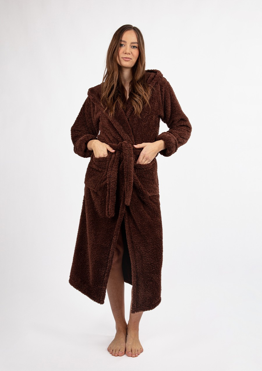 Szlafrok/Podomka DIANA DŁUGA - puch czekolada - Dkaren