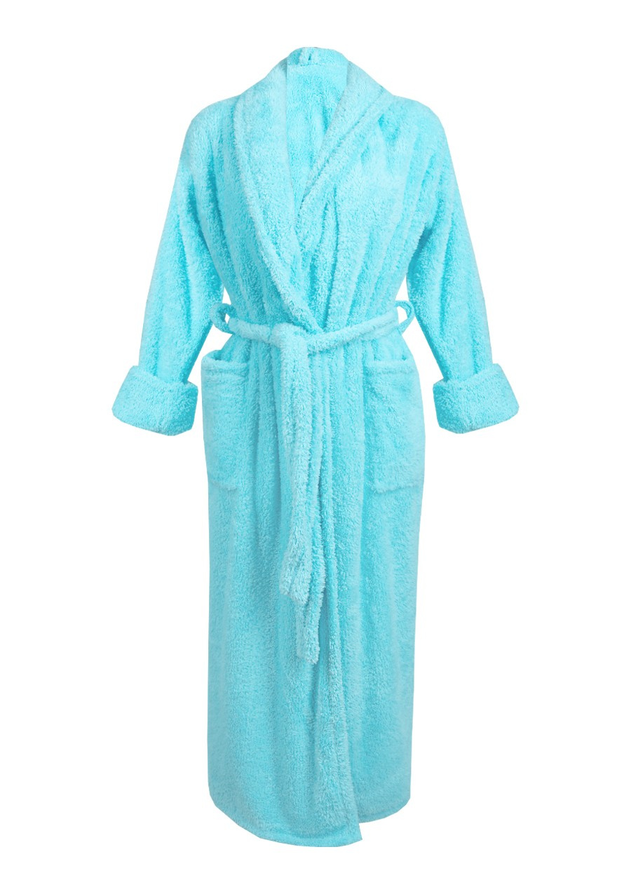 Puchaty szlafrok/ podomka ELIZA DŁUGA - puch turkus - Dkaren