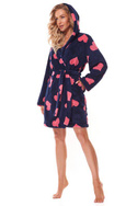 Wzorzysty szlafrok z kapturem L&L 2310 Futura w kolorze granatowym
