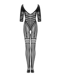 Czarny siateczkowy bodystocking z głebokim dekoltem Obsessive G329