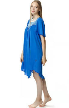 Jedwabna różowa koszula nocna z koronką Mewa 0388 Józefina