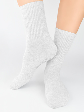 Szare antypoślizgowe skarpety damskie ABS z silikonem - Noviti SB130