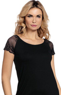 Ekskluzywna czarna koszula nocna De Lafense 349 / 462 Estelle S-4XL
