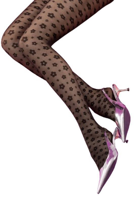 Czarne rajstopy w kwiatki Fiore FOOTLOOSE  30 DEN