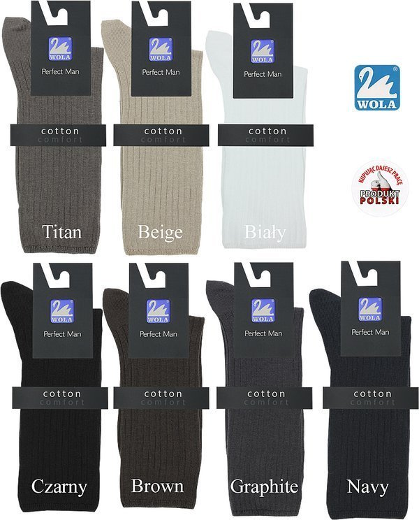 Bezuciskowe skarpetki męskie Wola Comfort granatowy