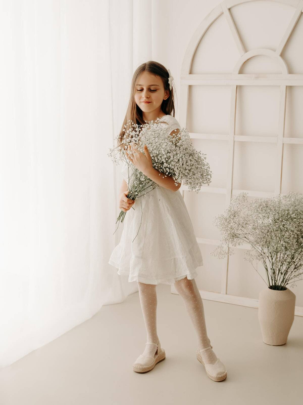 Białe rajstopy dziecięce komunijne Fiore SYLVIA 116-158