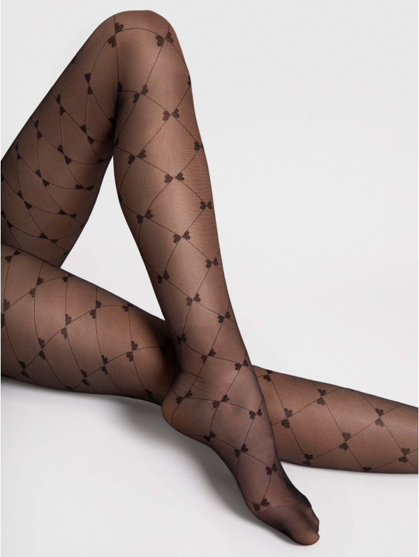 Wzorzyste rajstopy Fiore RIBBON  20 DEN black