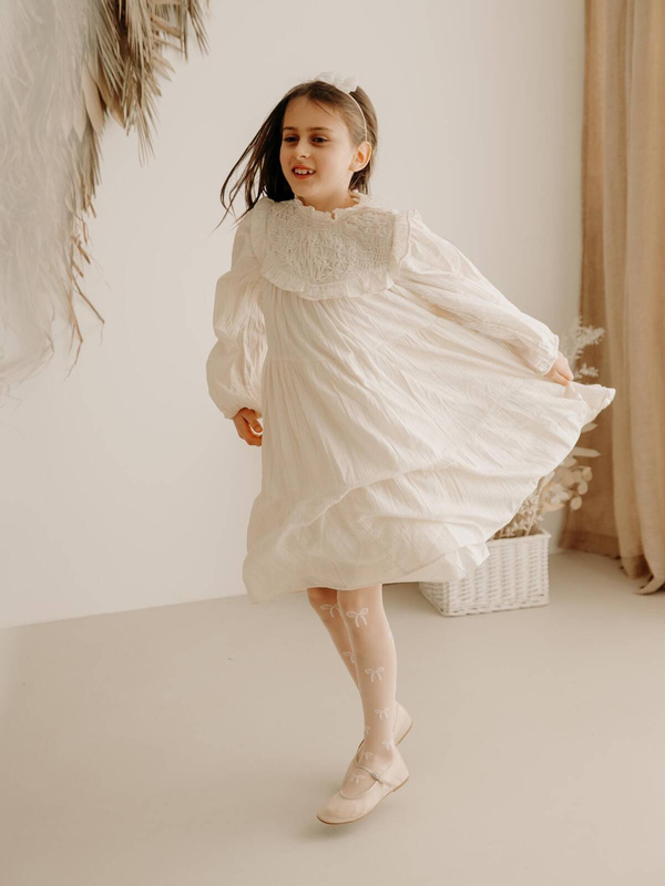 Różowe rajstopy dziecięce w kokardki Fiore EVA 116-158