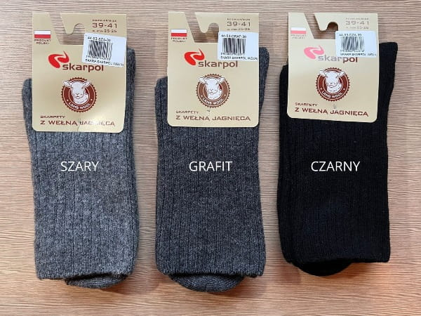 Ekskluzywne skarpetki z wełny jagnięcej  Skarpol 53 - szary melanż
