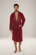 Bawełniany długi szlafrok męski Noble De Lafense z satynowym obłożeniem - 868 burgund