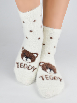 Puchate Skarpetki z uroczym misiem Teddy SP017 ecru - Noviti