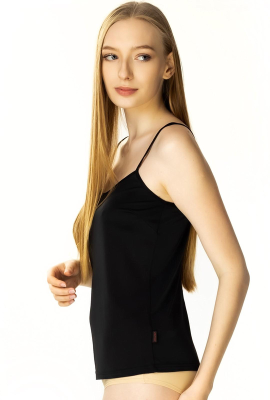 Prosta koszulka damska Ofelia na ramiączkach 6117 czarny - Mewa